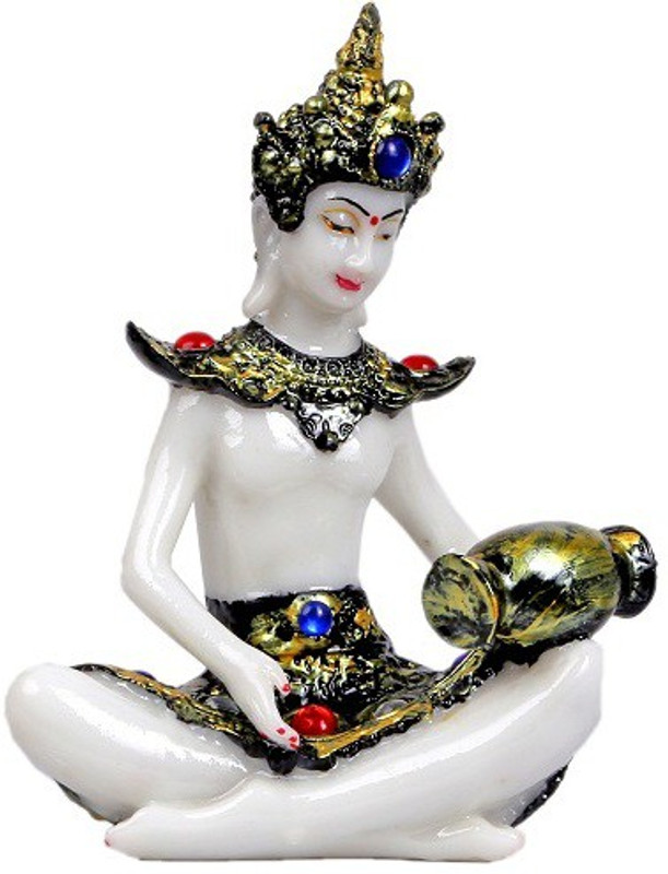mantra art gallery Antique Artifacts marble base polyresin Buddha Statues Playing Musical Instruments Decorative Showpiece  -  21 cm(Polyresin, White)