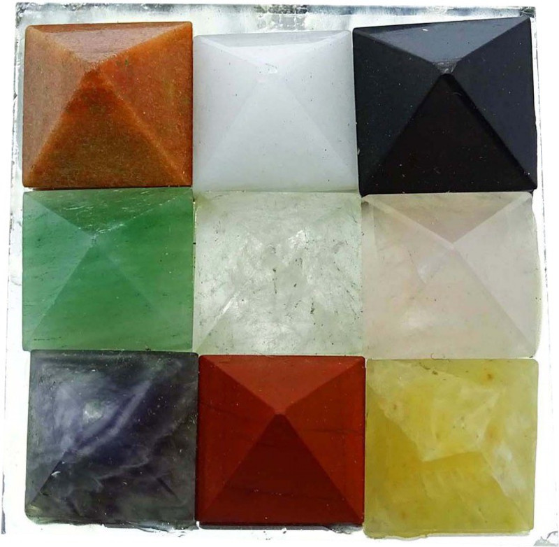 beyond thoughts 9 Stone Plate Decorative Showpiece  -  3 cm(Crystal, Multicolor)