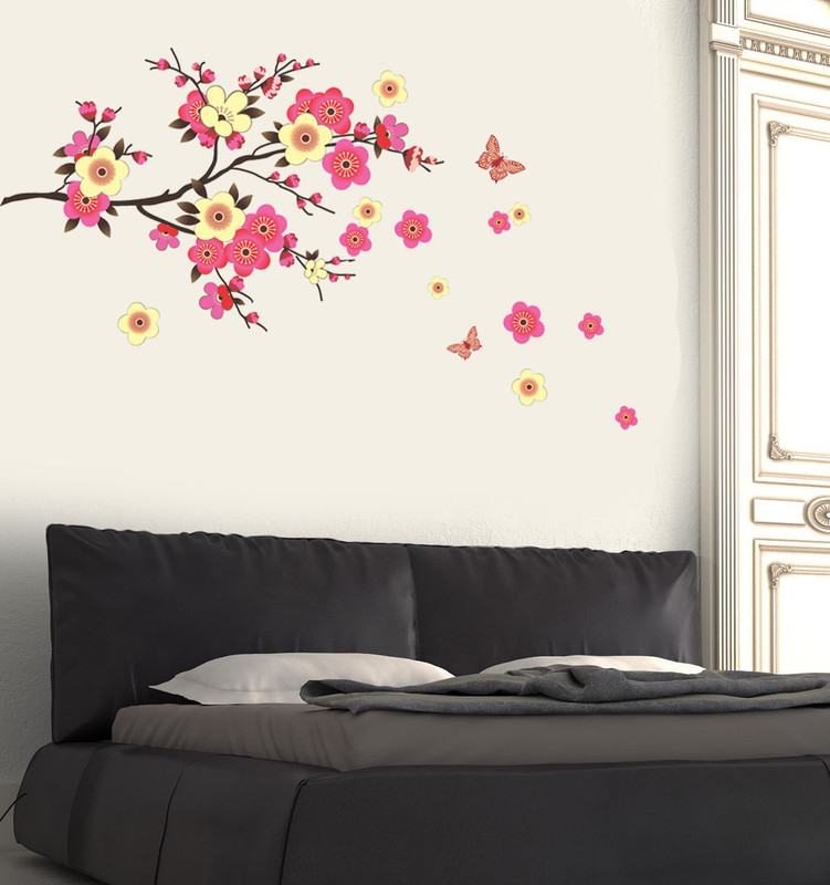 walkart Large wallstickers (7576) lovely flowers from a branch  Sticker(Pack of 1)