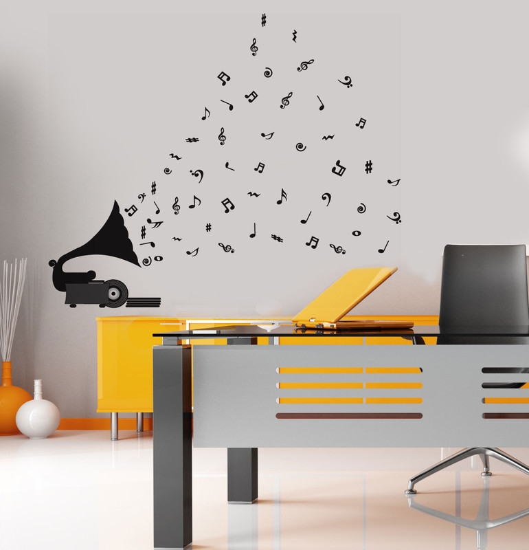 walkart Large wallstickers (7570) playing speaker with its musical flow  Sticker(Pack of 1)