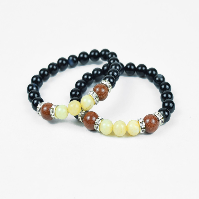 sibagems Stone Agate, Beads, Onyx Bracelet Set