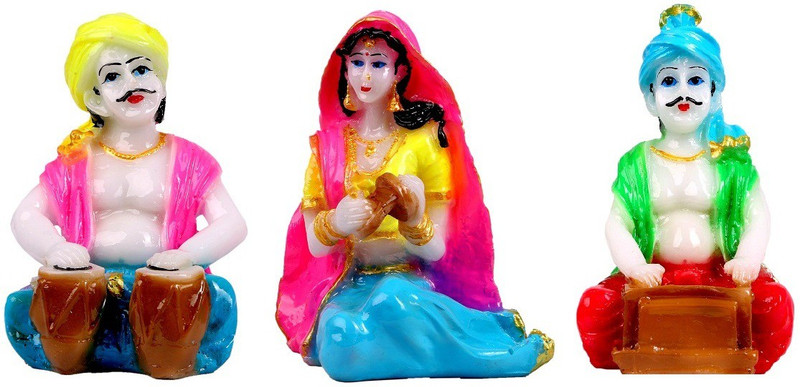 mantra art gallery marble base polyresin Rajasthani showpiece figurines | rajasthani handicraft figurines | showpieces for home decor | home warming | decorative items for home decoration | christmas home decor(set of 3) Decorative Showpiece  -  13 cm(Polyresin, Multicolor)