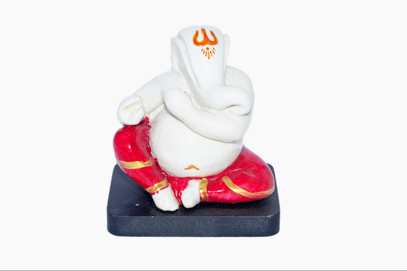 shri annapurna Annapurna Lord Ganesha Ganesh | Ganpati Car Dashboard Idol | Hindu Figurine Showpiece || Height : 3.6' Inch Decorative Showpiece  -  9.5 cm(Stoneware, White, Red)