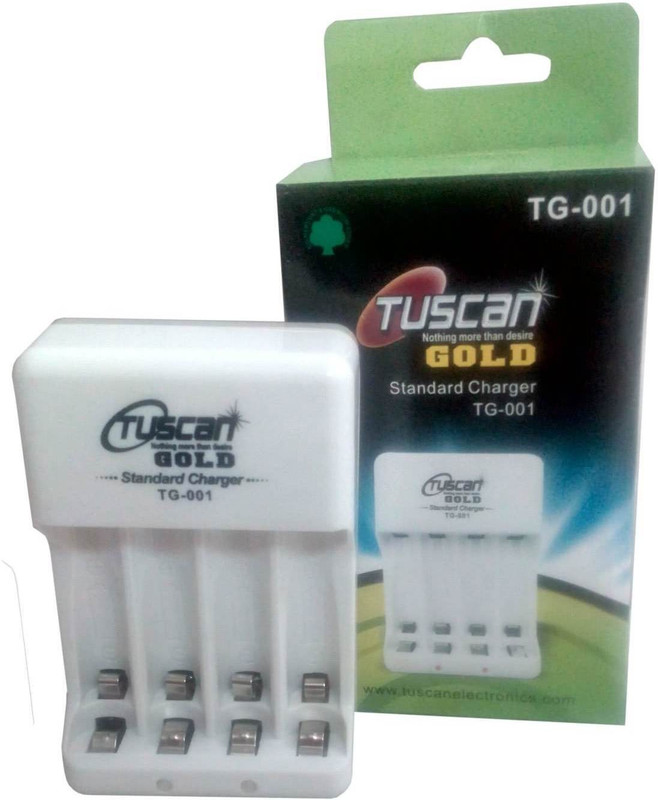 Tuscan Gold Battery Charger for AA and AAA Rechargeable Batteries TG-001 Camera Battery Charger(White)