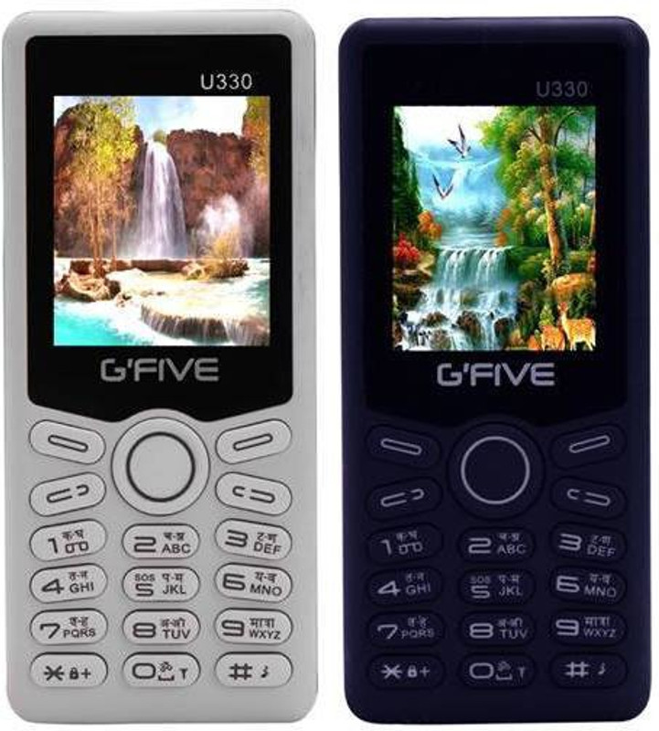 Gfive U330 Combo of Two Mobiles(White&Blue)