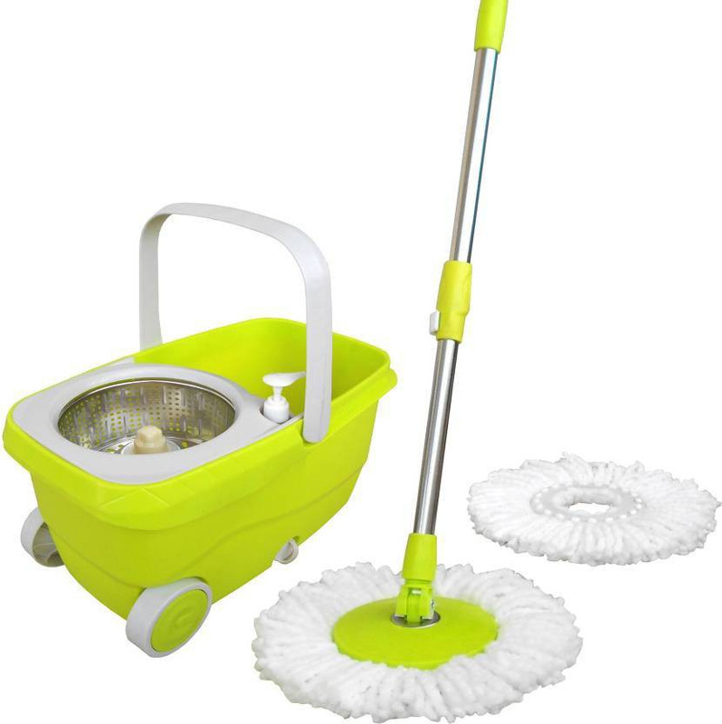 rudraent 360 Wheel & steel Mop Home Cleaning Set Wet & Dry Mop  (Green 1.23 m) Mop Set