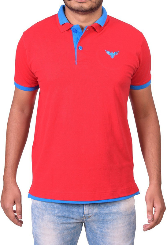 infinity clothings Solid Men Polo Neck Red, Blue T-Shirt