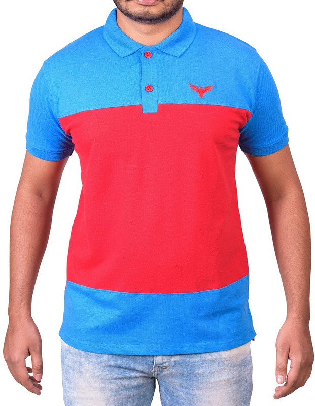 infinity clothings Striped Men Polo Neck Blue, Red T-Shirt