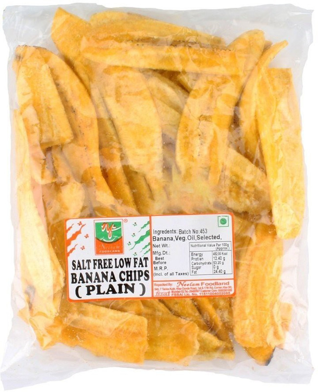 Neelam Foodland LOW FAT SALT FREE BANANA CHIPS (PLAIN) Chips(400 g)