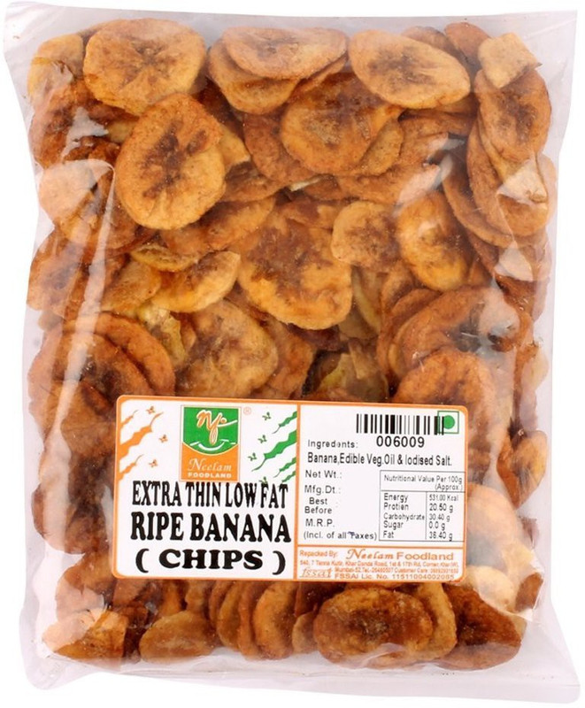 Neelam Foodland EXTRA THIN LOW FAT BANANA CHIPS RIPE BANANA Chips(400 g)