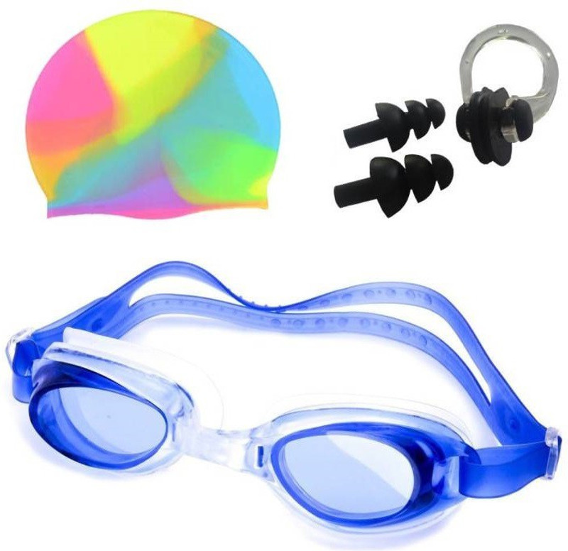 Optimus ÃÂ® Swimming Combo Kit-1 Swimming Cap 1 Swimming Goggle 1 Pair Ear-Plug & 1 Nose-Pin Swimming Kit