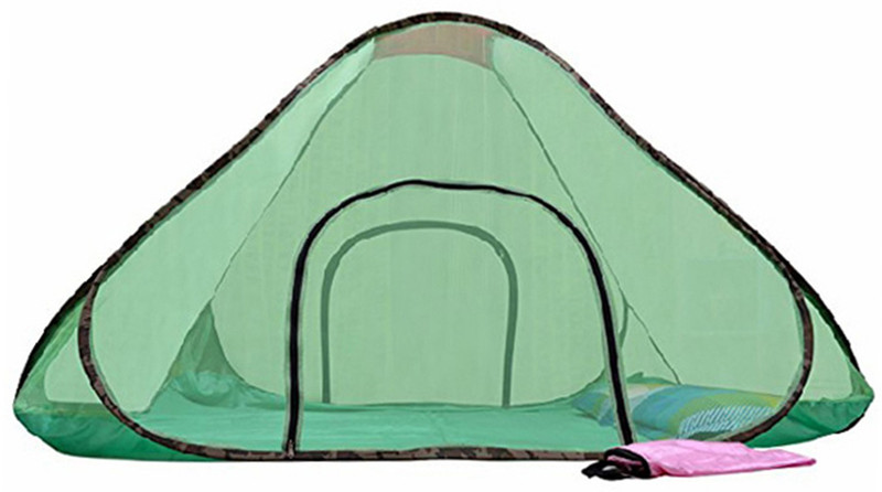 grean Polyester Adults Double Bed with Base Foldable Mosquito Net(Green)