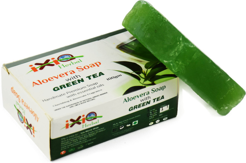igxia herbs •	Aloevera & green tea soap are made up of glycerin, Aloevera which helps to retain moisture of skin and thus makes the skin more graceful. •	Aloe vera nourishes the skin with its natural phyto nutrients. •	Green tea adds an advantage of anti oxidants to make the skin feel much younger. 