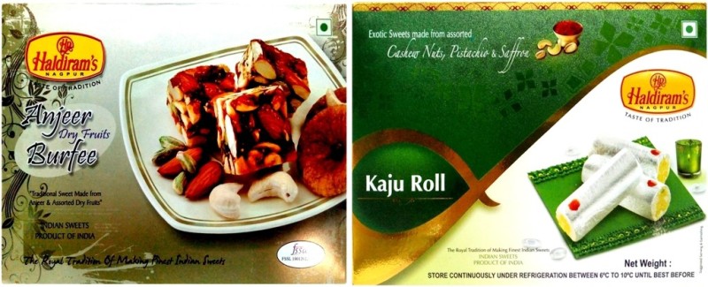 Haldiram's Anjeer Dry Fruit Burfi and Kaju Roll (Combo Pack) Box(2 x 400 g)