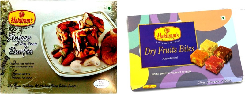 Haldiram's Anjeer Dry Fruit Burfi and Dry Fruit Bite (Combo Pack) Box(2 x 325 g)