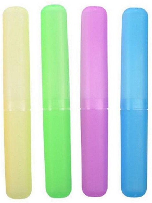 aadya Bathroom Tooth Brush Cover Holder Tube Cap Cover Protect Case Box Toothbrush (Pack of 4, Multi Color) Plastic Toothbrush Holder(Multicolor)