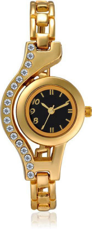just like Golden MEtal Strap Black Dial Watch For WOmen ANd Girls Watch - For Girls Analog Watch  - For Girls