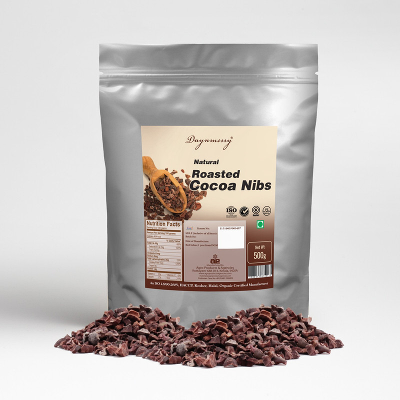 Daynmerry Natural Roasted Cocoa Nibs- 500 gm Cocoa Semi Solid(500 g)