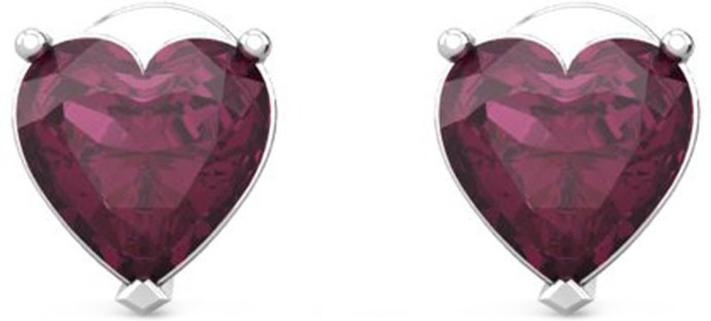 jewel samarth Jewel samarth Valentine Heart Red 925 Sterling Silver Stud Earring For Women Cubic Zirconia Silver Stud Earring