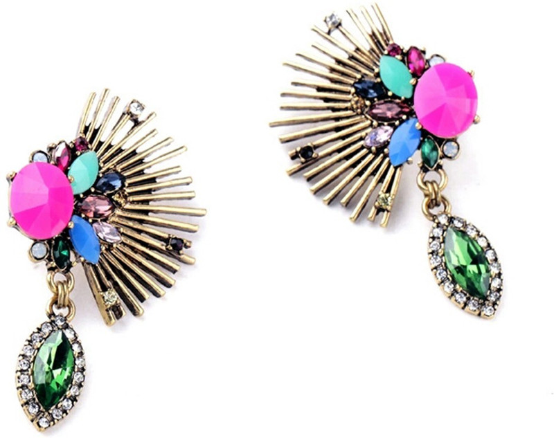ticara town Classic Fanshaped Retro Pendants Jewelry Unique Drop Earrings Alloy, Resin, Crystal Drops & Danglers