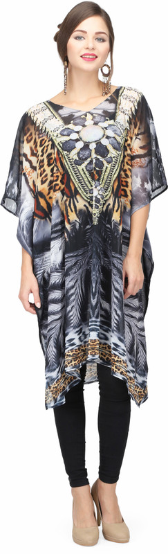 mcouture Animal Print Poly Silk Women Kaftan