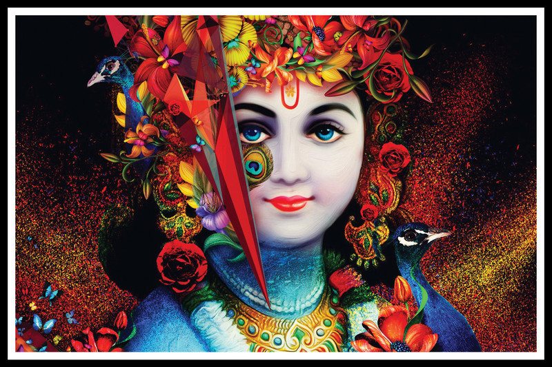 ''KRISHNA'' wall painting washable vinyl sticker poster, wall papaer Fine Art Print(24 inch X 36 inch)