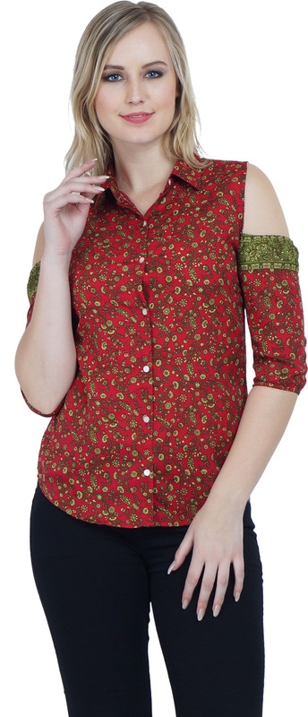ihastrenz Women Printed Casual Red Shirt