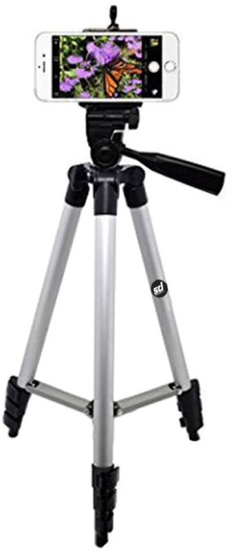 mindmaker Tripod-3110 40.2 Inch Portable Camera Tripod With Three-Dimensional Head & Quick Release Plate For Canon Nikon Sony Cameras Camcorders Tripod(Silver, Black, Supports Up to 1000 g)