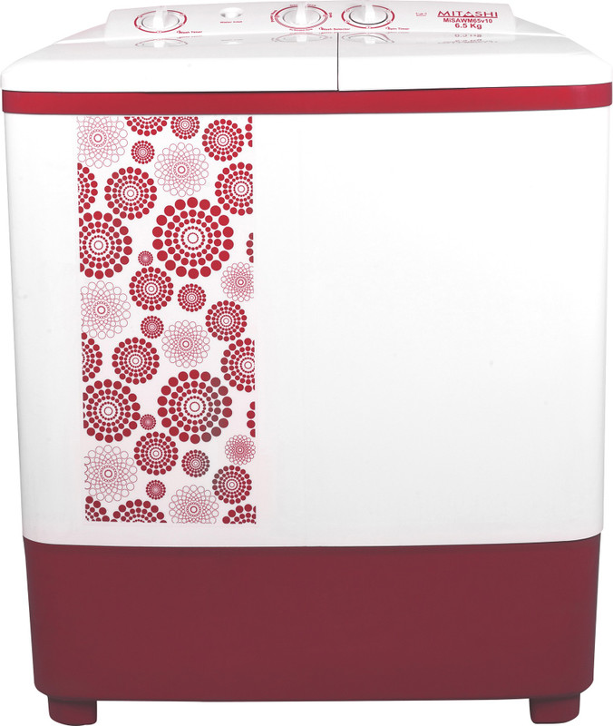 Mitashi 6.5 kg Semi Automatic Top Load White, Maroon(MiSAWM65v10)