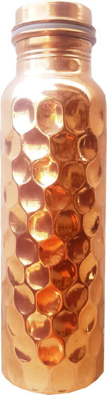 ashesh copper diamond hammered design 100% pure copper 1000 ml Bottle(Pack of 1, Gold)