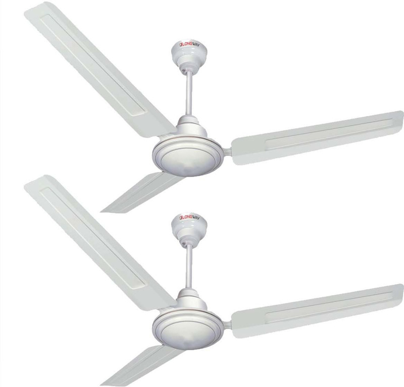 Longway Naxa Delux White (Pack of 2) 1200 mm 3 Blade Ceiling Fan(White, Pack of 2)