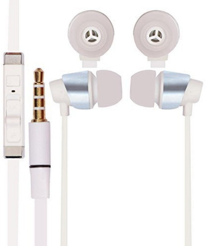ivox 3.5mm In Ear bud Stereo Earphones Mini Size HeadSet Headphone Handsfree With Mic  Wired Headset with Mic(White, In the Ear)