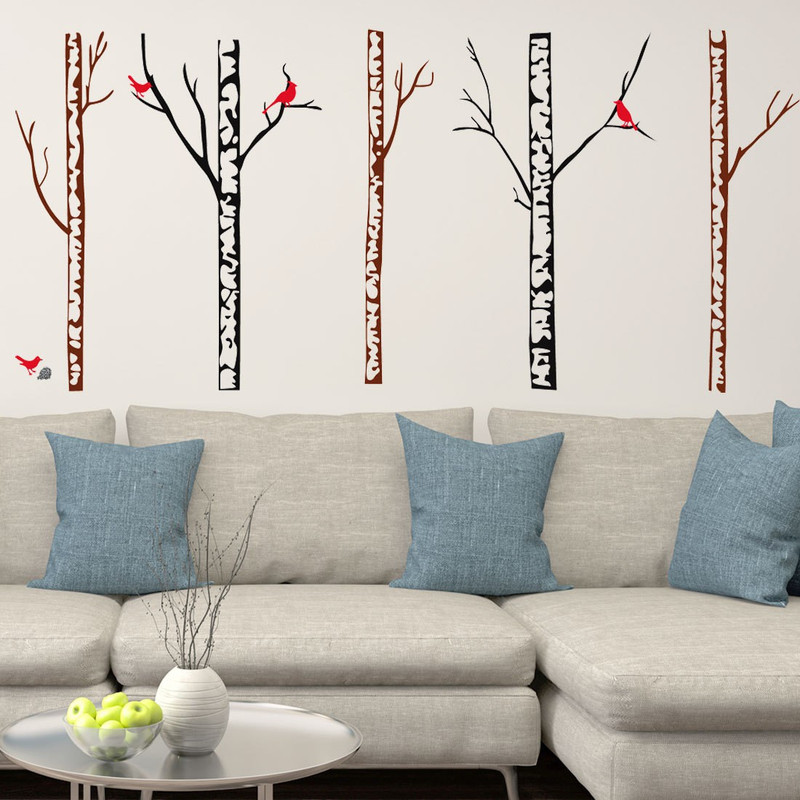 walkart Extra Large wallstickers (9640) trees with birds without leaves  Sticker(Pack of 1)