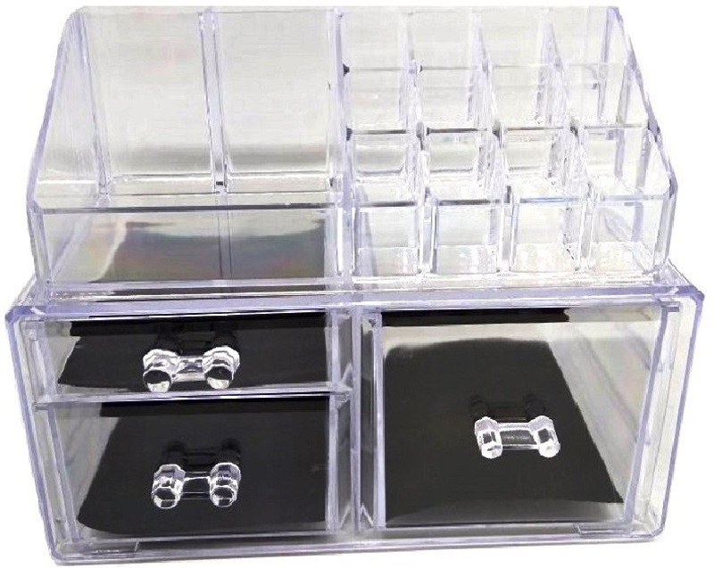 Connectwide Acrylic Jewelry & Cosmetic Organizer: 3 Drawer Set (1 Large, 1 Medium & 1 Small Drawers)-Multilayer Makeup Holder Vanity Box(Clear)
