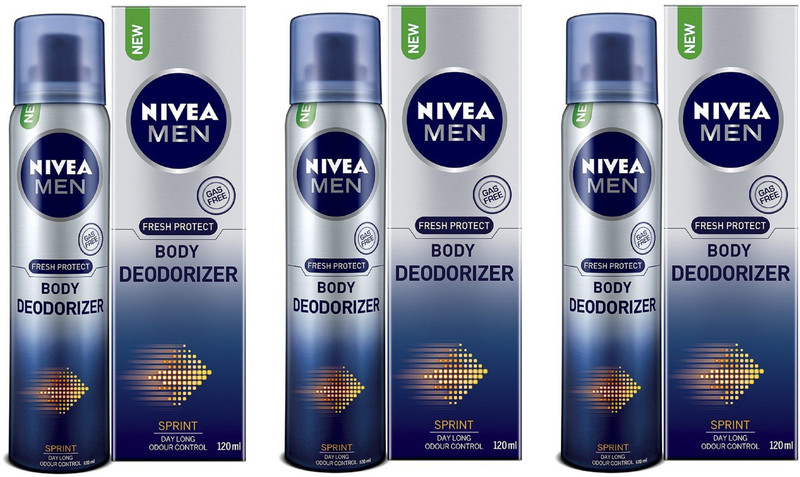 Nivea Men Sprint Gas Free Body Deodorizer 120ML Each (Pack of 3) Deodorant Spray  -  For Men(360 ml, Pack of 3)