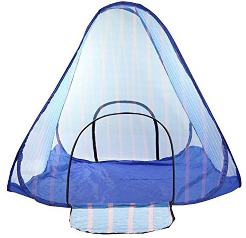 grean Polyester Adults Double Bed with Base Foldable Mosquito Net(Blue)