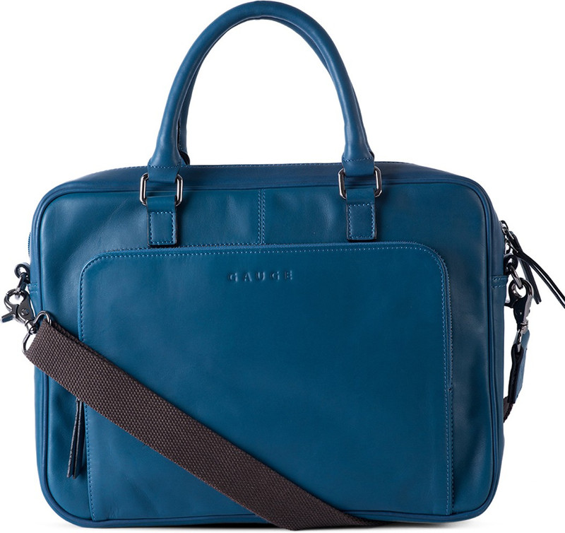 Gauge Machine Leather Laptop Bag Medium Briefcase - For Men & Women(Navy)