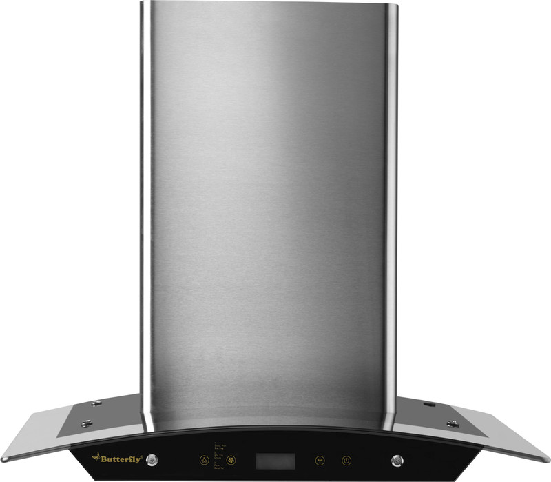 Butterfly Reflection Auto Clean Wall Mounted Chimney(Silver 1200 m3/h)