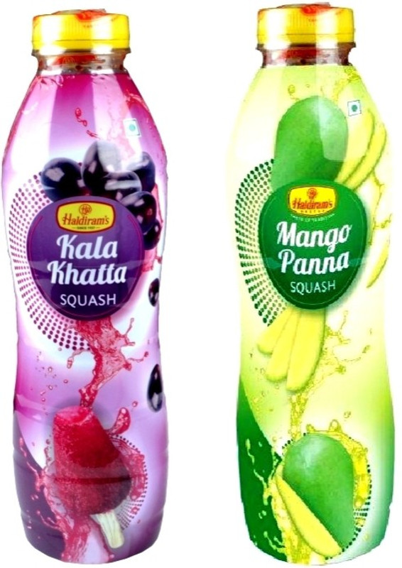 Haldiram's Kala Khatta Squash and Mango Pana Squash (Combo Pack)(1400 ml, Pack of 2)