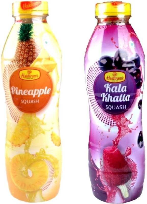 Haldiram's Pineapple Squash and Kala Khatta (Combo Pack)(1400 ml, Pack of 2)