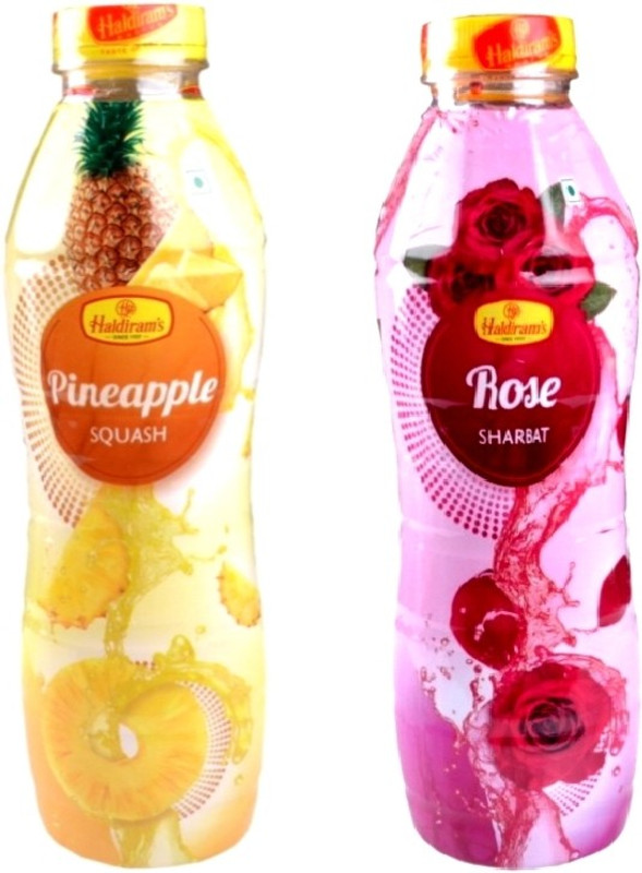 Haldiram's Pineapple Squash and Roase Squash (Combo Pack)(1400 ml, Pack of 2)