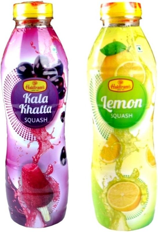 Haldiram's Kala Khatta Squash and Lemon Squash (Combo Pack)(1400 ml, Pack of 2)