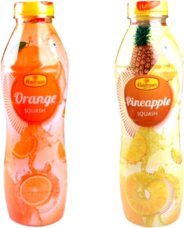 Haldiram's Orange Squash and Pineapple Squash (Combo Pack)(1400 ml, Pack of 2)