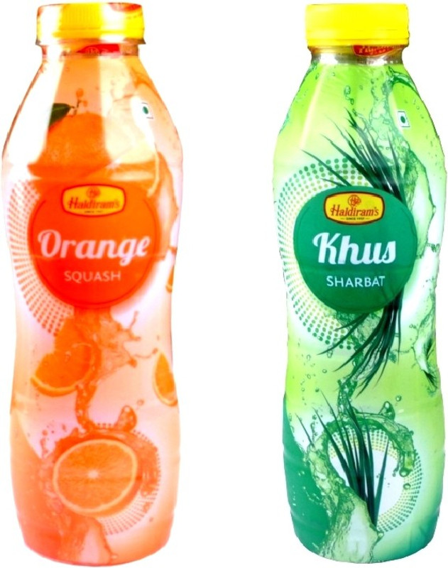 Haldiram's Orange Squash and Khus Squash (Combo Pack)(1400 ml, Pack of 2)
