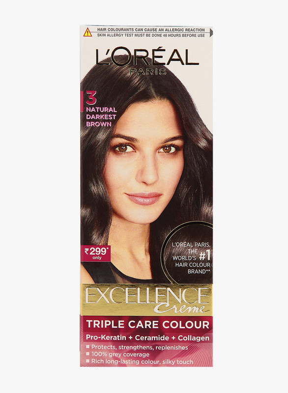 LOreal Paris Excellence Crme Hair Color, 3 Natural Darkest Brown Hair Color(3 Natural Darkest Brown)