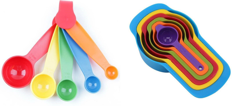 H D Enterprise 2IN1 6 Measurement Cups& 5 Measurement Spoons Plastic Measuring Spoon Set(Pack of 11)