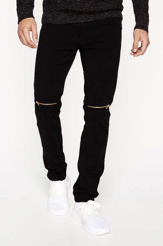 knee zipper jeans
