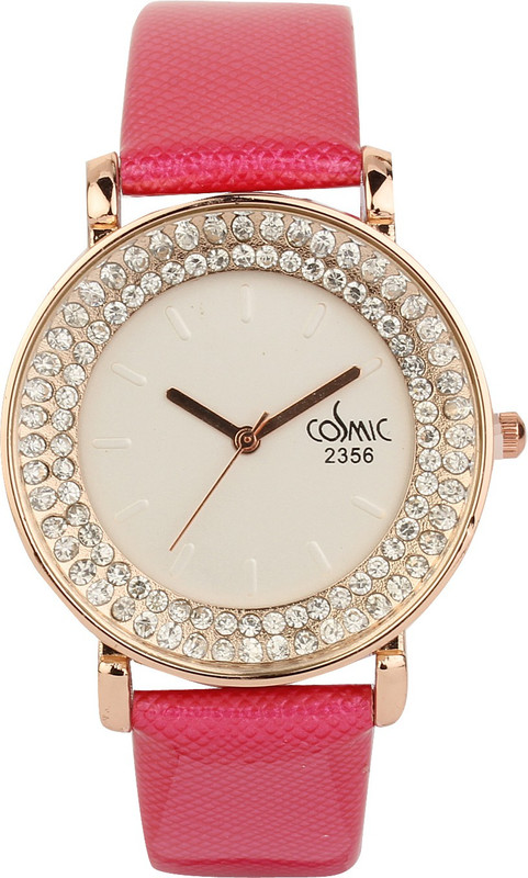 COSMIC Addic Paris Double Crystal Studded Eiffel Tower Vintage Pink Strap WW006 Analog Watch - For Women