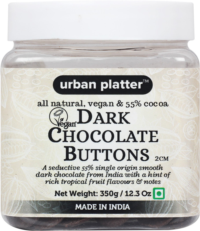 Urban Platter All Natural, Dairy-Free and 55% Cocoa Vegan Dark Chocolate Buttons Topper(350 g, Chocolate)