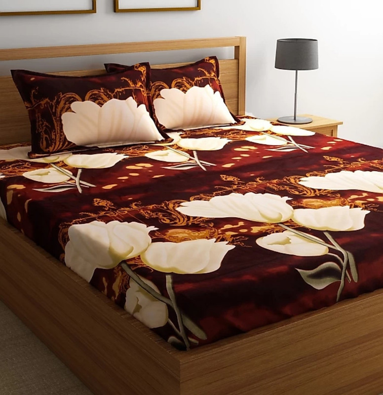 bombay dyng 144 TC Polycotton Double 3D Printed Bedsheet(Pack of 1, Multicolor)